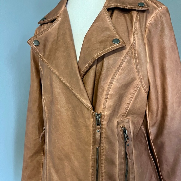 Max Studio Women's Moto Jacket. Size-L. Color-Luggage. MSRP-$98.00. NWT - Picture 9 of 13